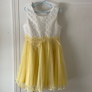 Pale yellow and white spring dress